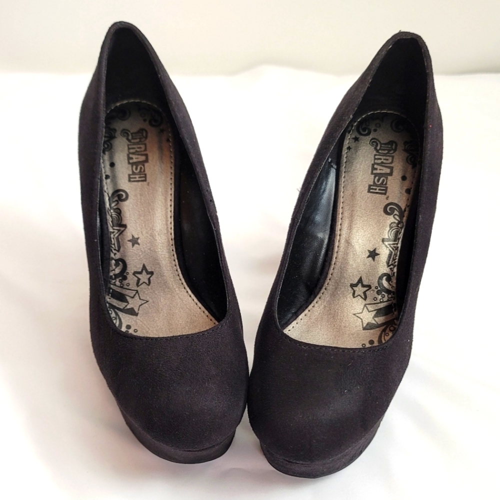 Black Suede Wedged Heels